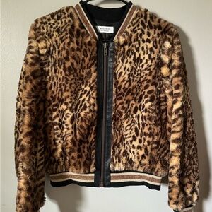 Bailey 44 Brown Bomber Jacket with Leopard Print